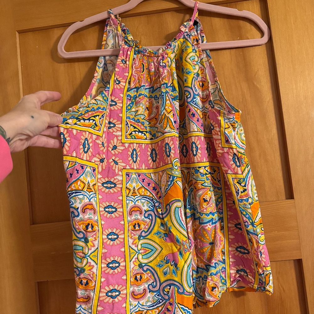 Rachel Zoe Pink Orange Yellow sleeveless summer top Size M